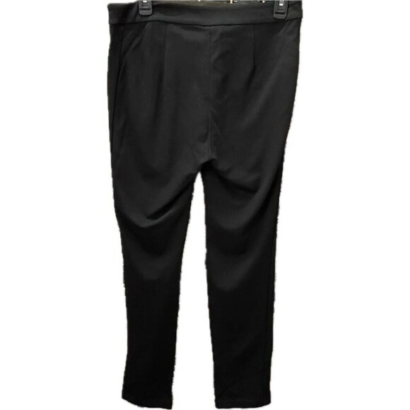 Hal Rubenstein 8 Solid Black Zip Front Mid-Rise Rayon Blend Slim Leg Dress Pants - Picture 3 of 4